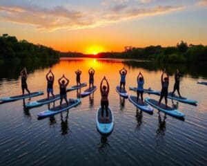 Freiluft-Yoga auf Stand-Up-Paddles