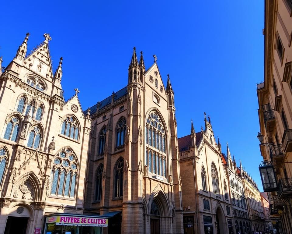 Gotische Fassaden in León, Spanien