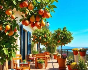 Obstbäume auf der Terrasse: Erntefrische Früchte im Kübel