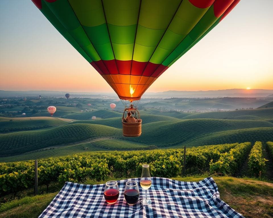 Weinverkostungen auf Heißluftballonfahrten