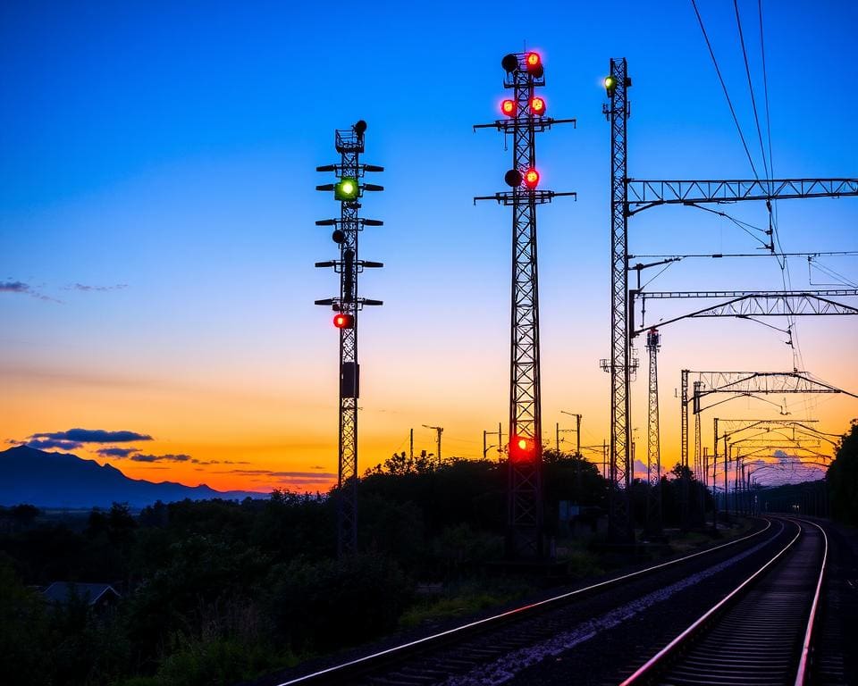 Signalmasten im Bahnbetrieb