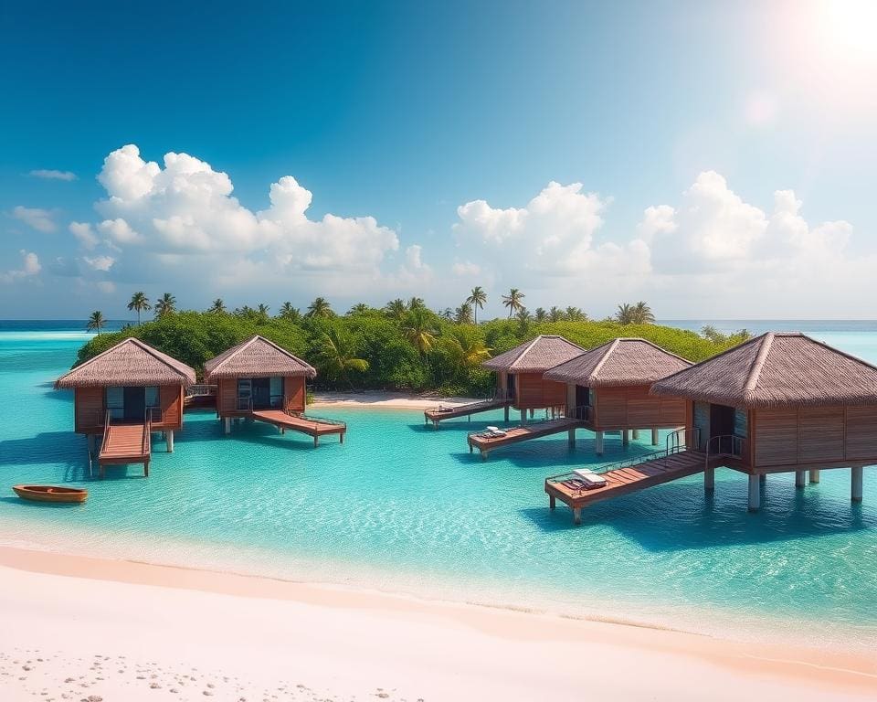 Luxuriöse Resorts Malediven und Wasserbungalows