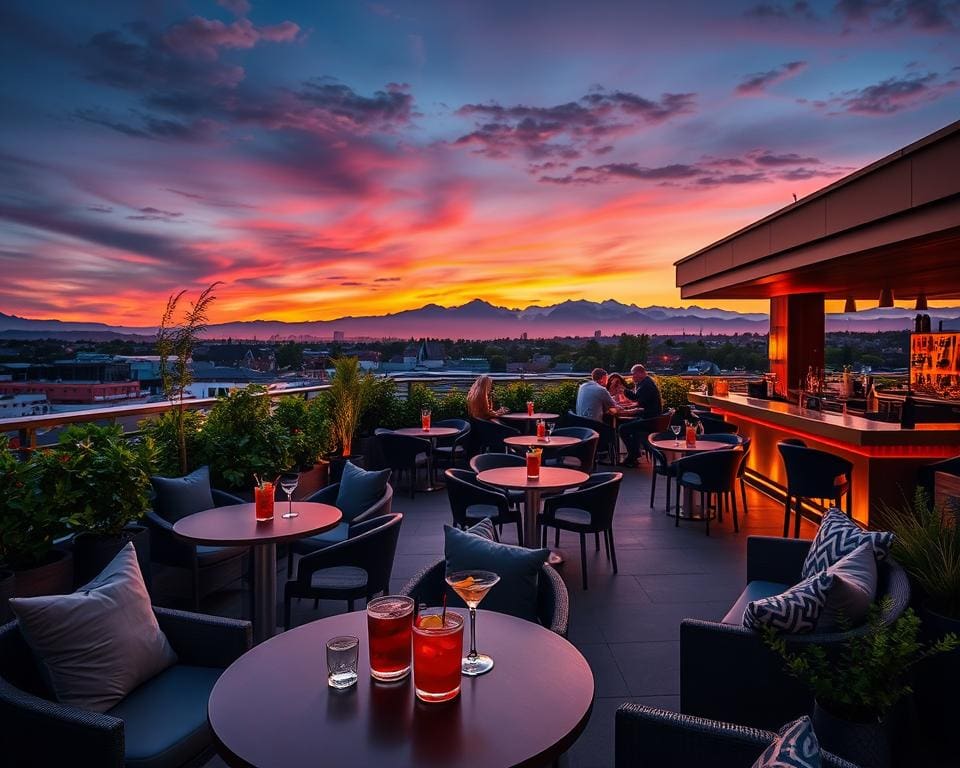 Rooftop-Bars München Drinks mit Blick auf die Alpen