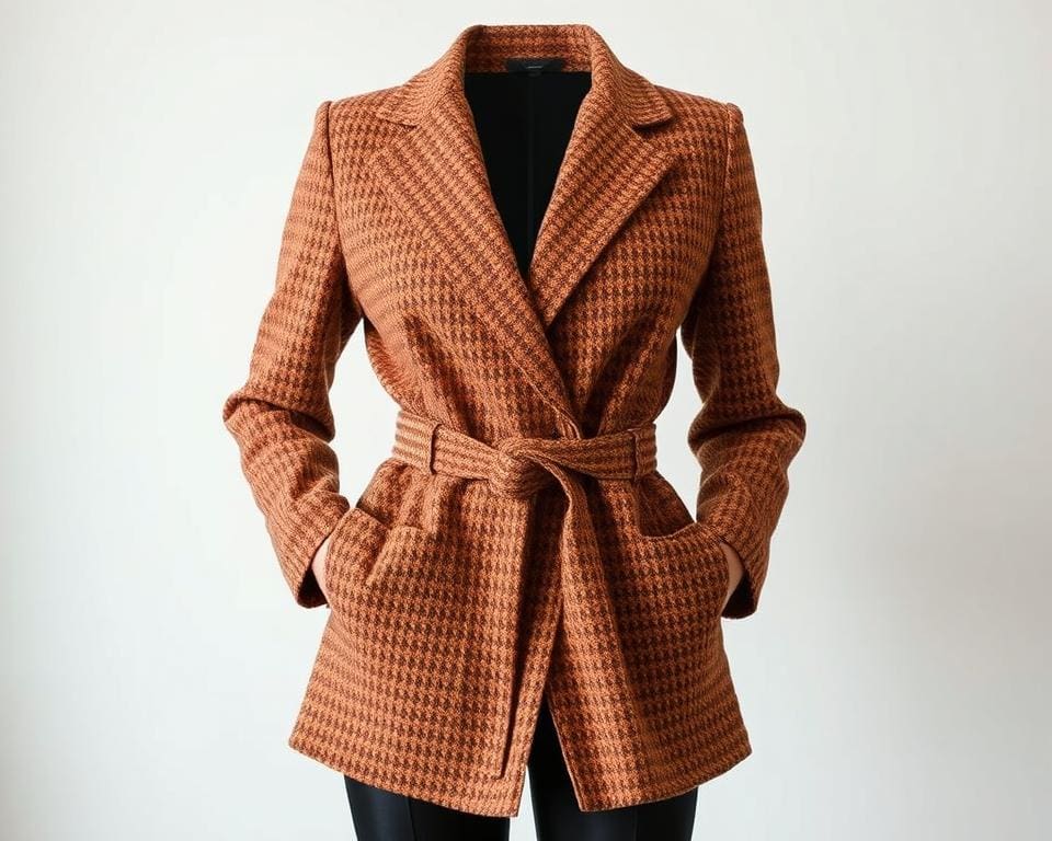 Tweed-Blazer mit Gürtel