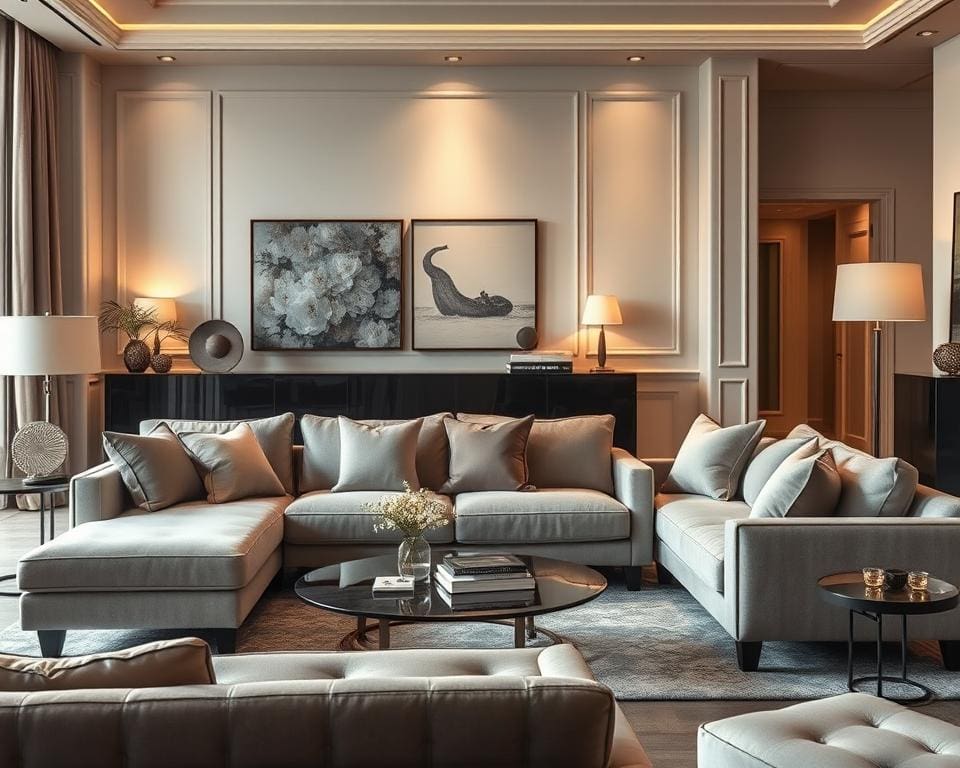 gemütliche Sofas in gedeckten Farbtönen