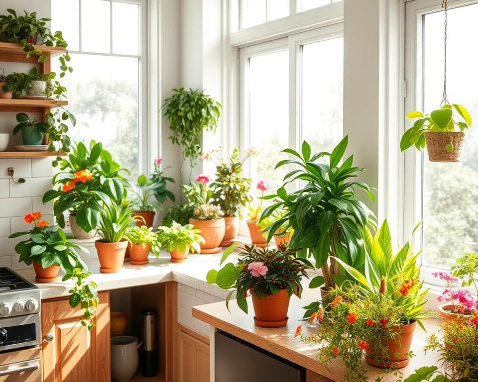 Frische in der Küche mit Pflanzen