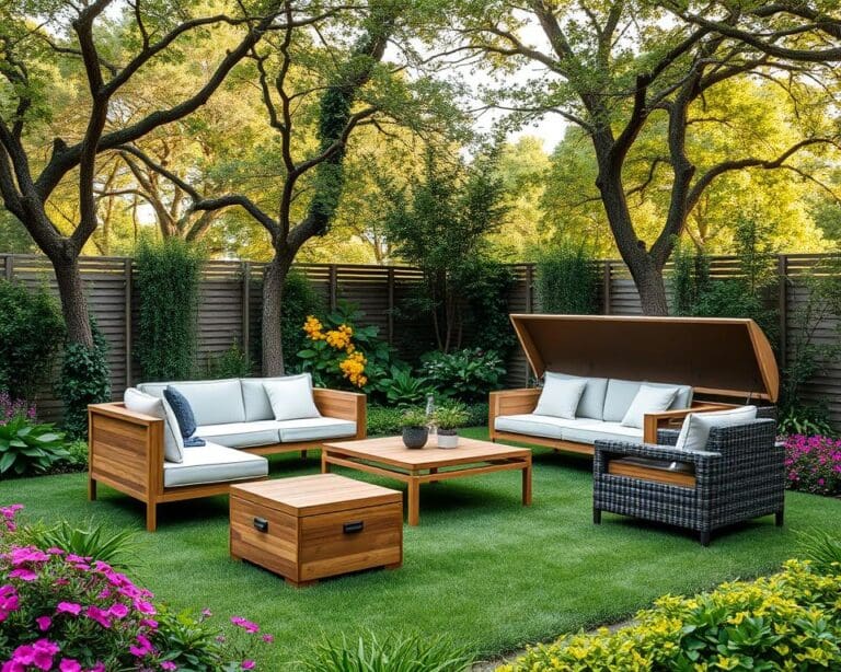 Was sind clevere Ideen für Gartenmöbel mit Stauraum?