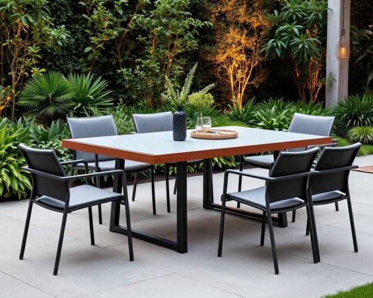 Was sind moderne Ideen für Gartentische und Sitzgruppen?