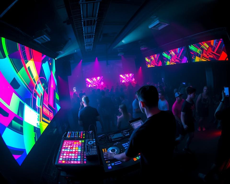 Live-Visuals bei Techno-Events