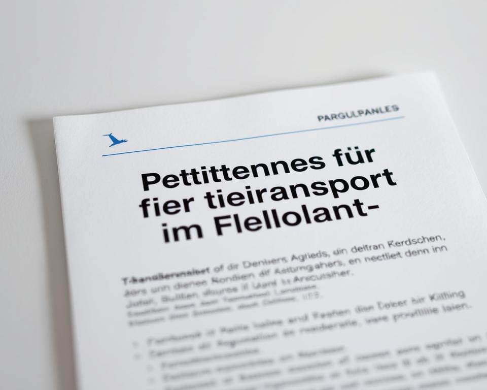 Bestimmungen für Tiertransport im Flugzeug