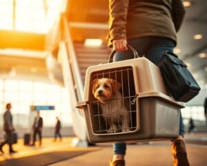 Wie reist man mit dem Flugzeug und Hundebox?