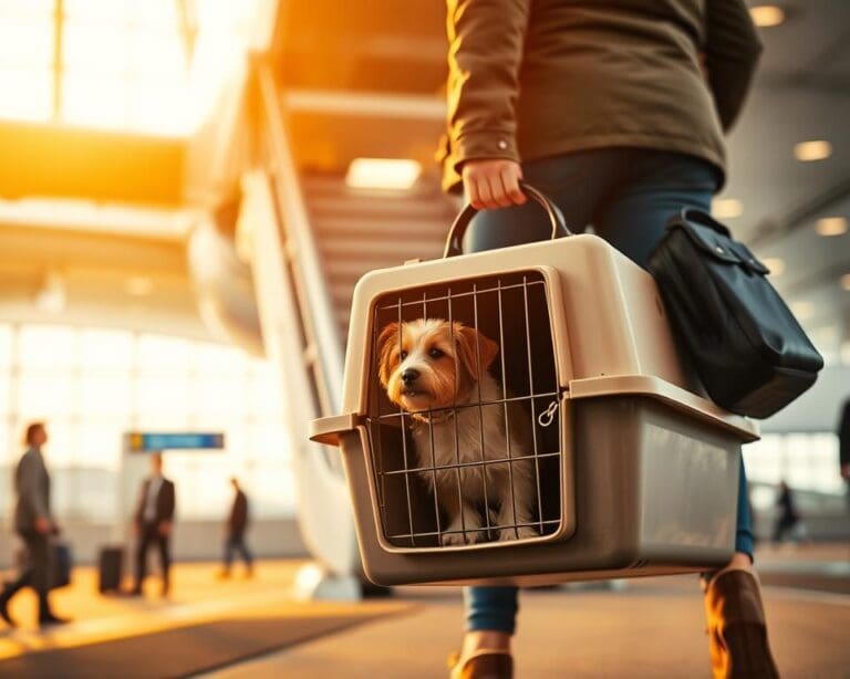 Wie reist man mit dem Flugzeug und Hundebox?