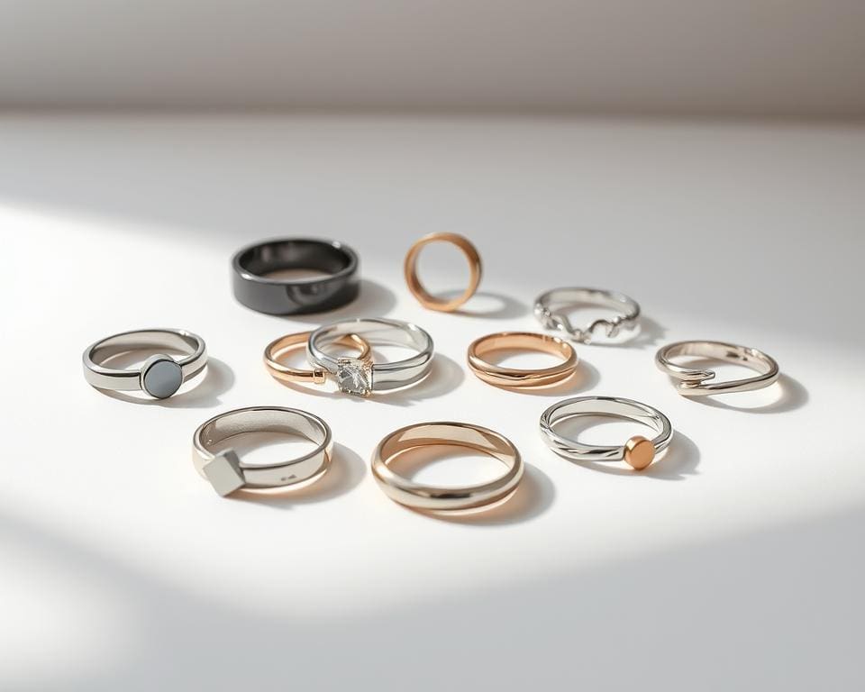 Modische Ringe mit modernem Design