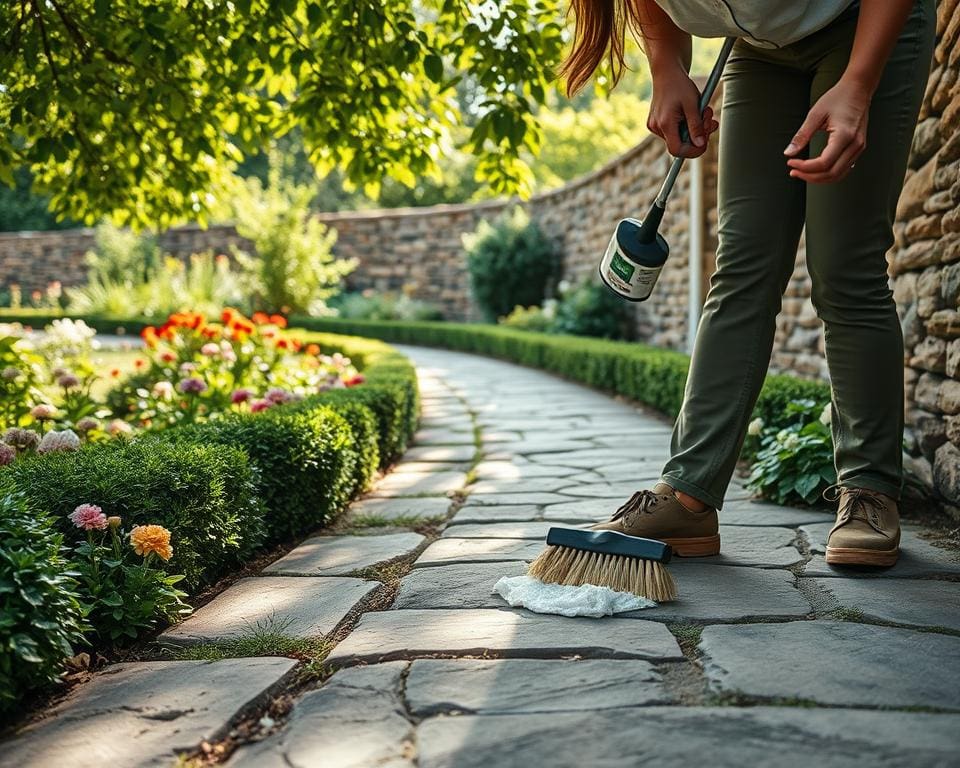 Wie reinigst du Natursteinwege schonend?